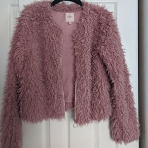 Pink faux fur jacket